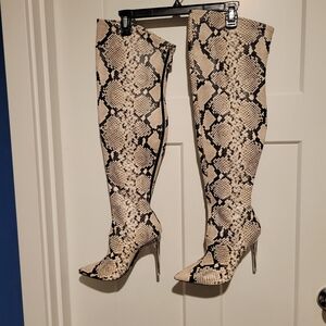 J.Lo Thigh High Snake Skin Boots